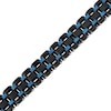Men's 17.0mm Riveted Multi-Row Brick Pattern Link Bracelet in Stainless Steel with Black and Blue IP - 8.75"