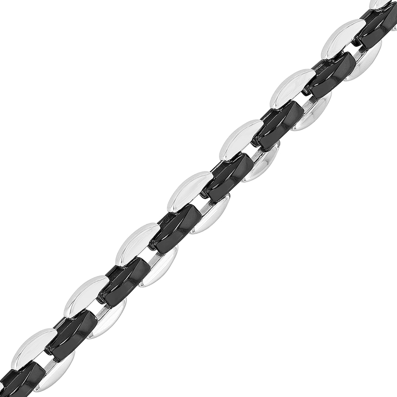 Men's 7.0mm Link Chain Bracelet in Stainless Steel and Black IP - 8.75"|Peoples Jewellers