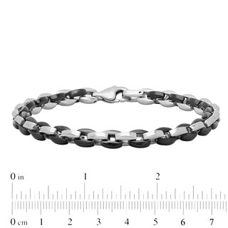 Men's 7.0mm Link Chain Bracelet in Stainless Steel and Black IP - 8.75"