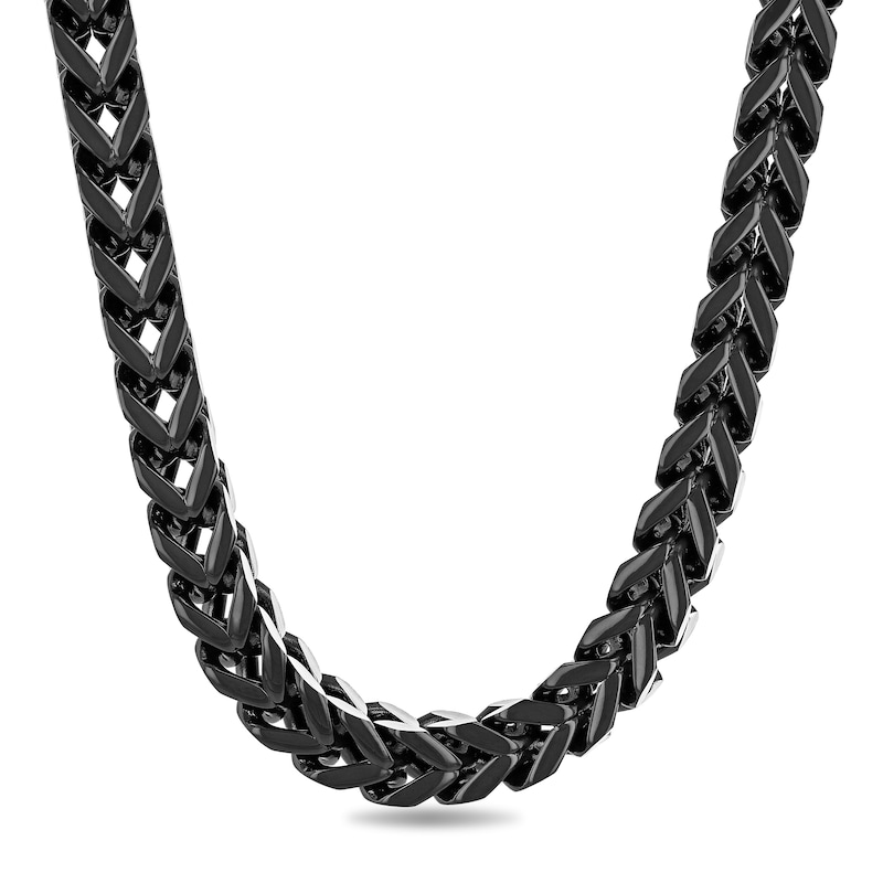 Men's 8.0mm Multi-Finish Reversible Franco Snake Chain Necklace in Solid Stainless Steel  and Black IP - 24"|Peoples Jewellers