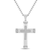 Thumbnail Image 1 of Men's 0.10 CT. T.W. Diamond Multi-Finish Crown of Thorns-Ends Cross Pendant in Stainless Steel and Black IP - 24"