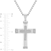 Thumbnail Image 2 of Men's 0.10 CT. T.W. Diamond Multi-Finish Crown of Thorns-Ends Cross Pendant in Stainless Steel and Black IP - 24"