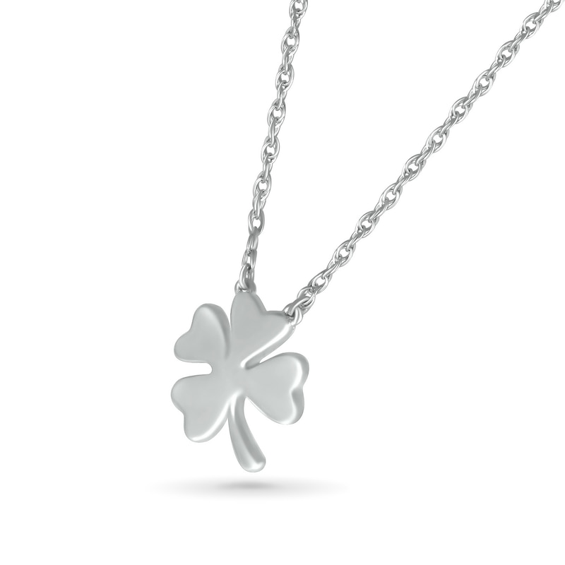Main Image 2 of Four-Leaf Clover Necklace in 10K White Gold - 17.75"