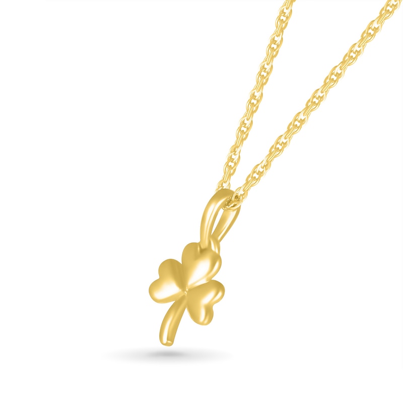 Main Image 2 of Heart-Shaped Three-Leaf Clover Pendant in 10K Gold