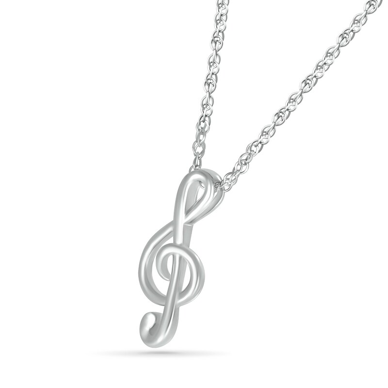 Main Image 2 of Treble Clef Pendant in 10K White Gold