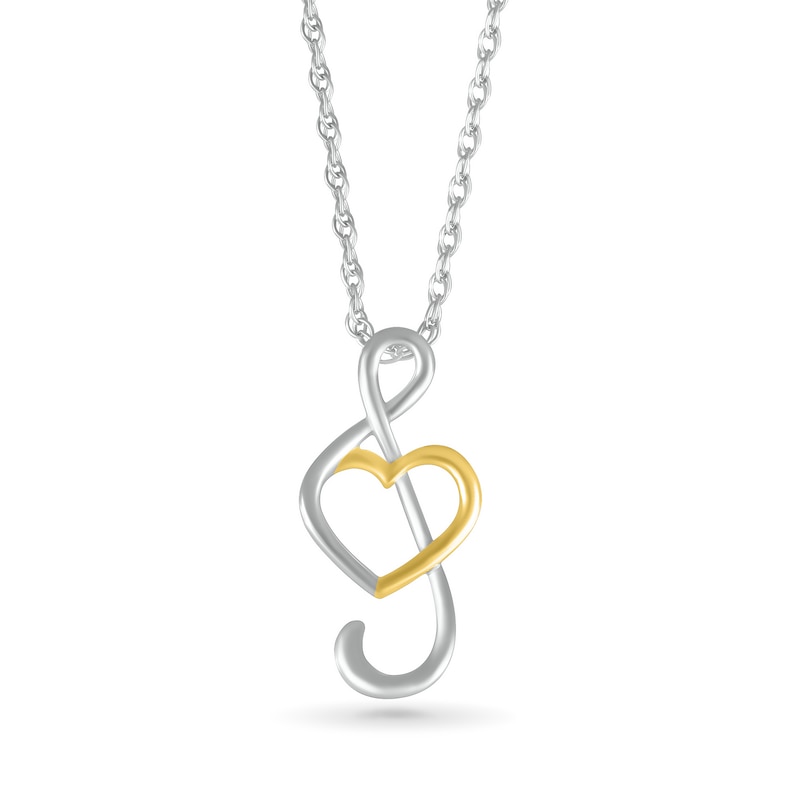 Treble Clef Heart Pendant in 10K Two-Tone Gold|Peoples Jewellers