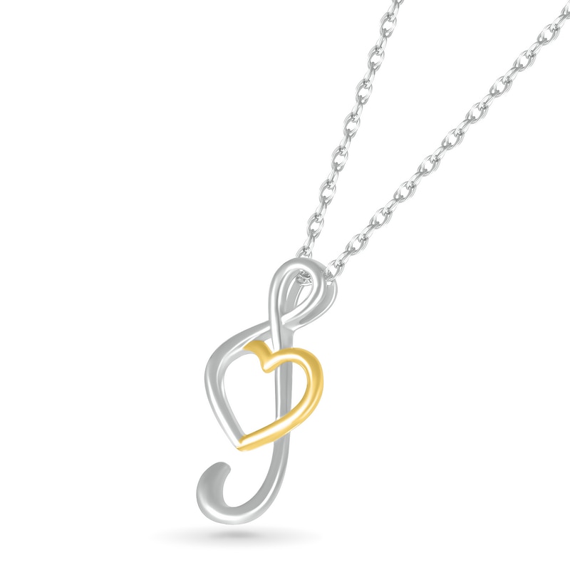 Main Image 2 of Treble Clef Heart Pendant in 10K Two-Tone Gold