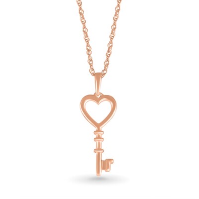Heart-Top Key Pendant in 10K Rose Gold