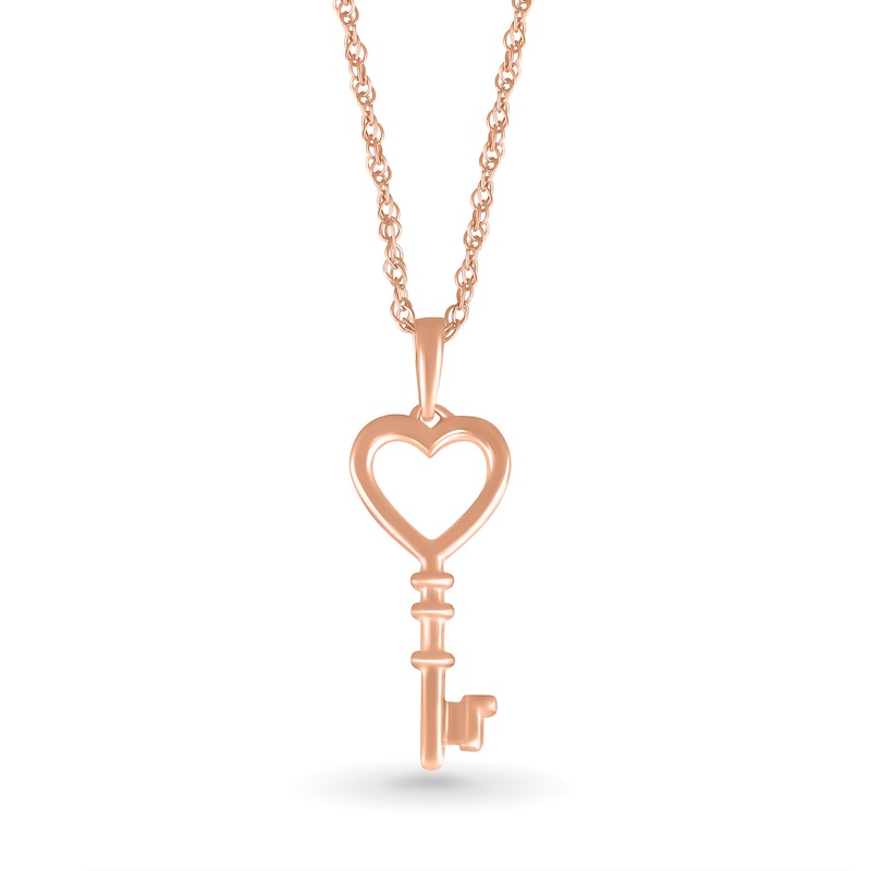 Heart-Top Key Pendant in 10K Rose Gold|Peoples Jewellers