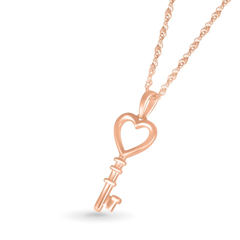 Main Image 2 of Heart-Top Key Pendant in 10K Rose Gold