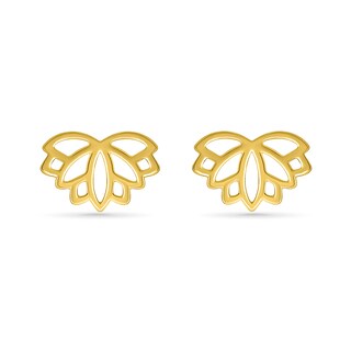 Lotus Flower Outline Stud Earrings in 10K Gold