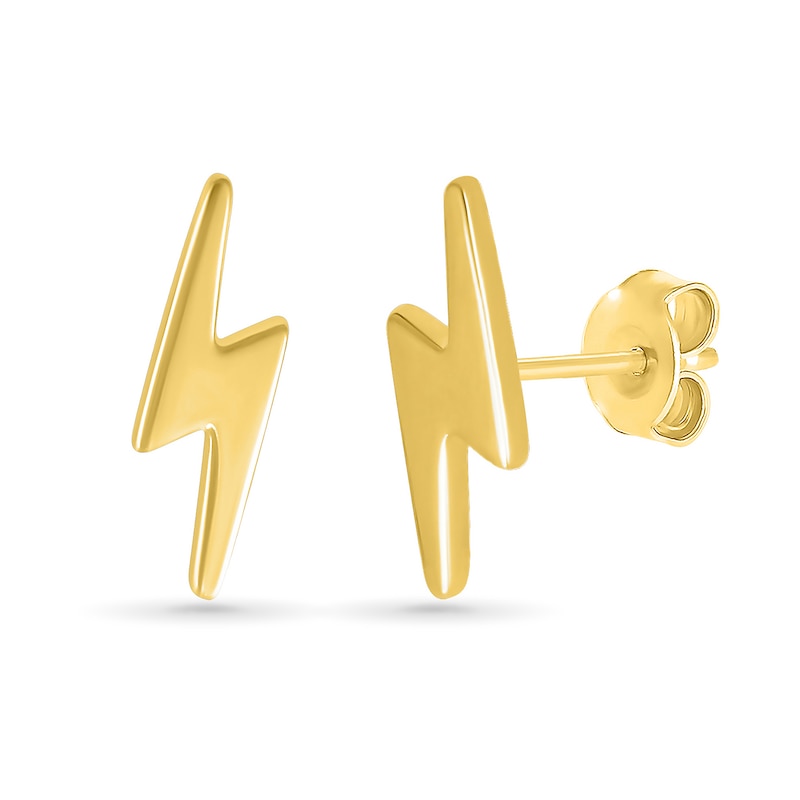 Main Image 2 of Lightning Bolt Stud Earrings in 10K Gold