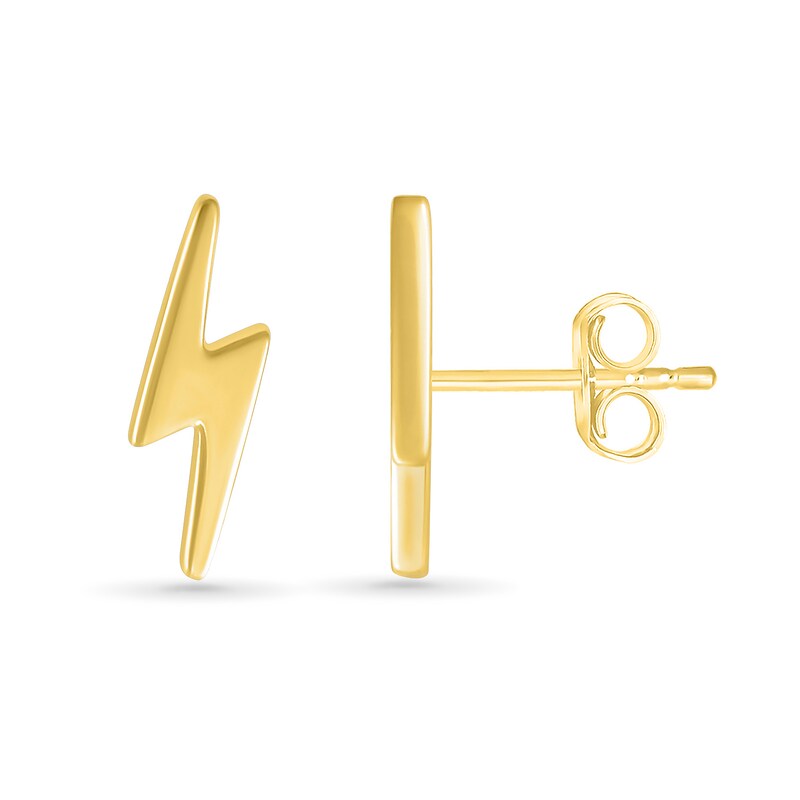Main Image 3 of Lightning Bolt Stud Earrings in 10K Gold