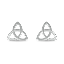 Celtic Trinity Knot Stud Earrings in 10K White Gold