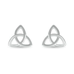 Celtic Trinity Knot Stud Earrings in 10K White Gold