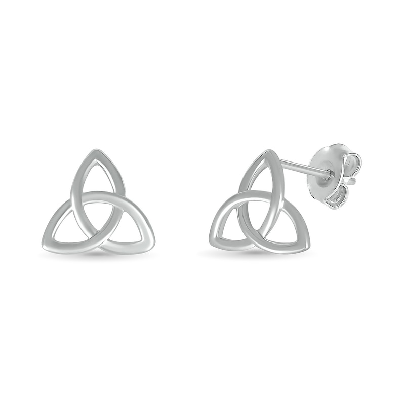 Main Image 2 of Celtic Trinity Knot Stud Earrings in 10K White Gold
