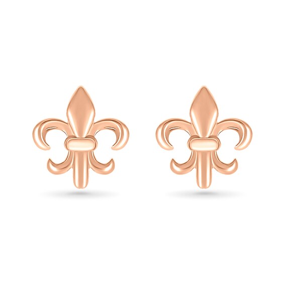 Fleur-de-Lis Stud Earrings in 10K Rose Gold