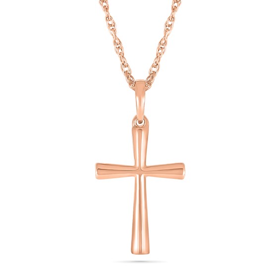 Flared Cross Pendant in 10K Rose Gold
