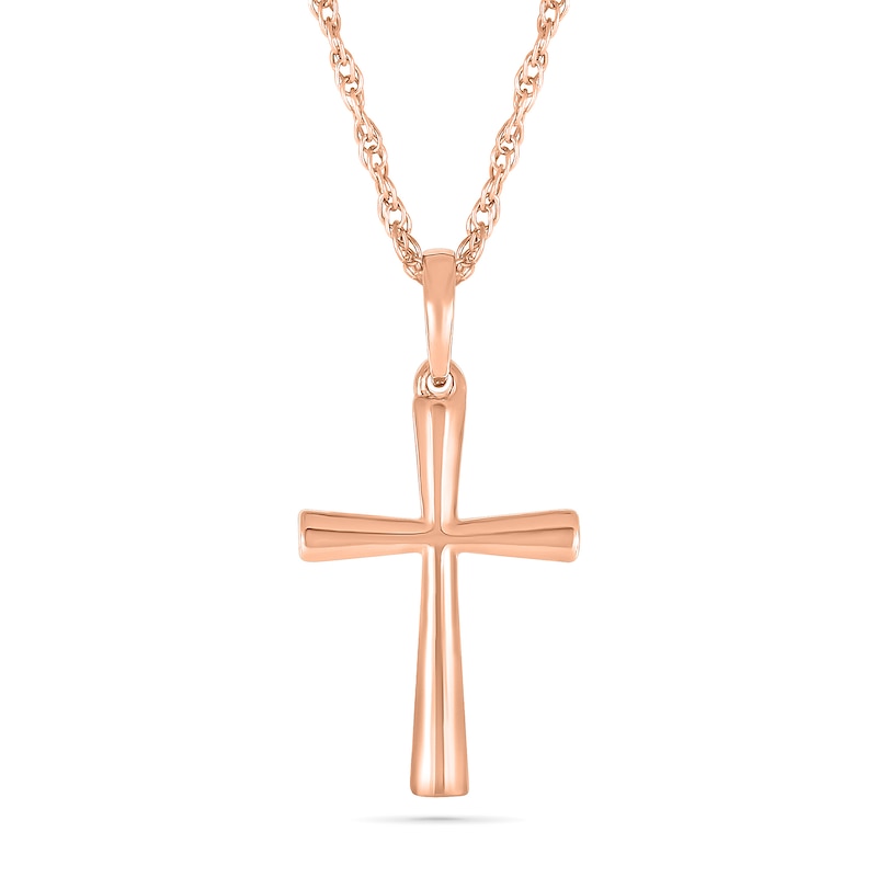 Main Image 1 of Flared Cross Pendant in 10K Rose Gold