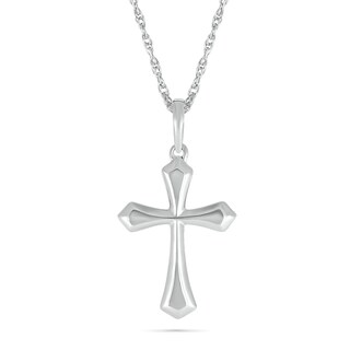 Gothic-Style Cross Pendant in 10K White Gold