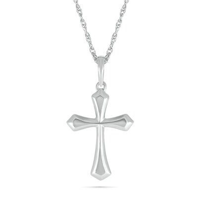 Gothic-Style Cross Pendant in 10K White Gold