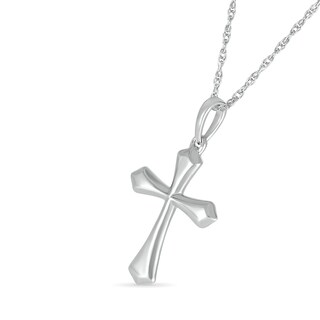 Gothic-Style Cross Pendant in 10K White Gold