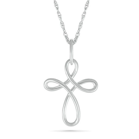 Looping Cross Pendant in 10K White Gold