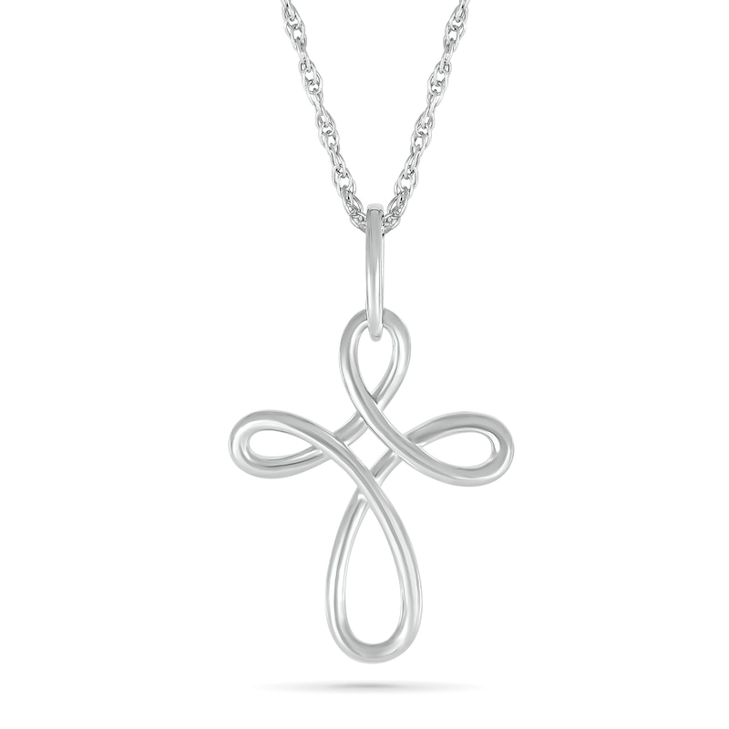 Looping Cross Pendant in 10K White Gold|Peoples Jewellers