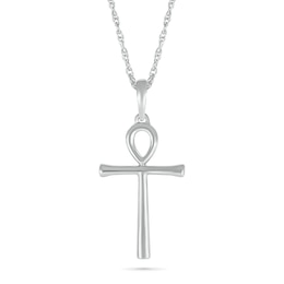 Ankh Cross Pendant in 10K White Gold