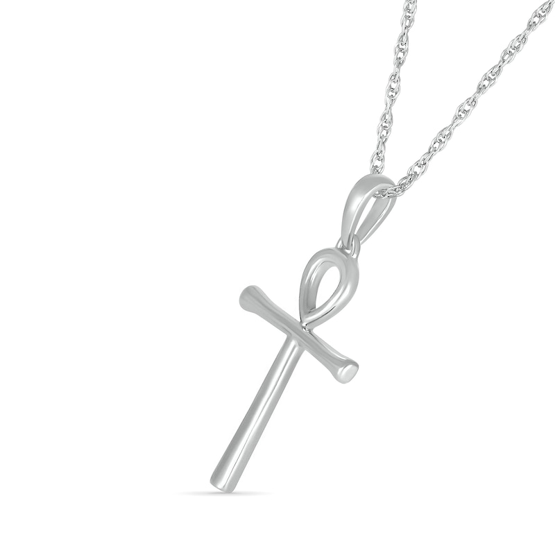 Main Image 2 of Ankh Cross Pendant in 10K White Gold