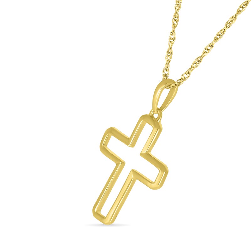 Main Image 2 of Block Cross Outline Pendant in 10K Gold