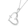 Thumbnail Image 2 of Tilted Heart Outline with Cross Pendant in 10K White Gold