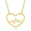 Thumbnail Image 1 of Heartbeat in Heart Outline Necklace in 10K Gold - 17.5&quot;