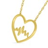 Thumbnail Image 2 of Heartbeat in Heart Outline Necklace in 10K Gold - 17.5&quot;