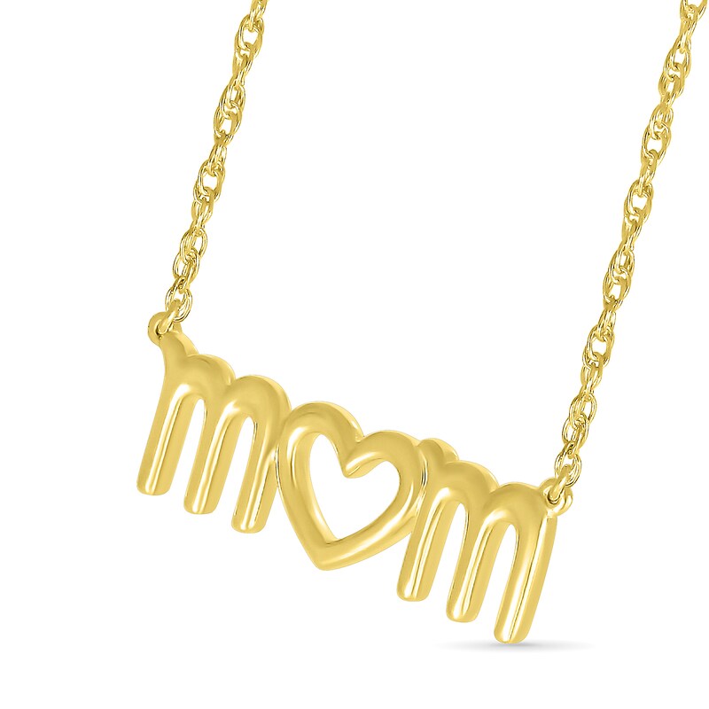 Main Image 2 of Lowercase &quot;mom&quot; with Heart Necklace in 10K Gold - 17.25&quot;