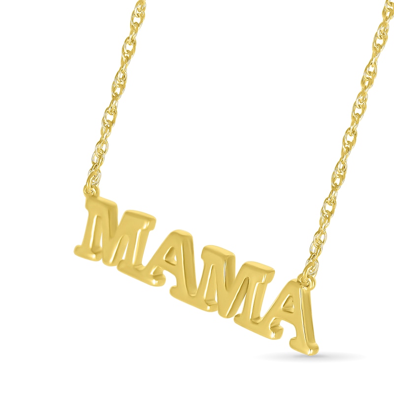 Main Image 2 of Uppercase Block "MAMA" Necklace in 10K Gold - 17.25"