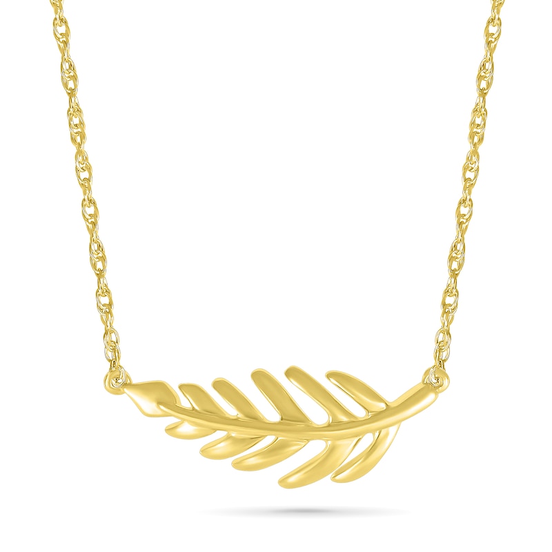 Sideways Palm Leaf Necklace in 10K Gold - 17.25"|Peoples Jewellers