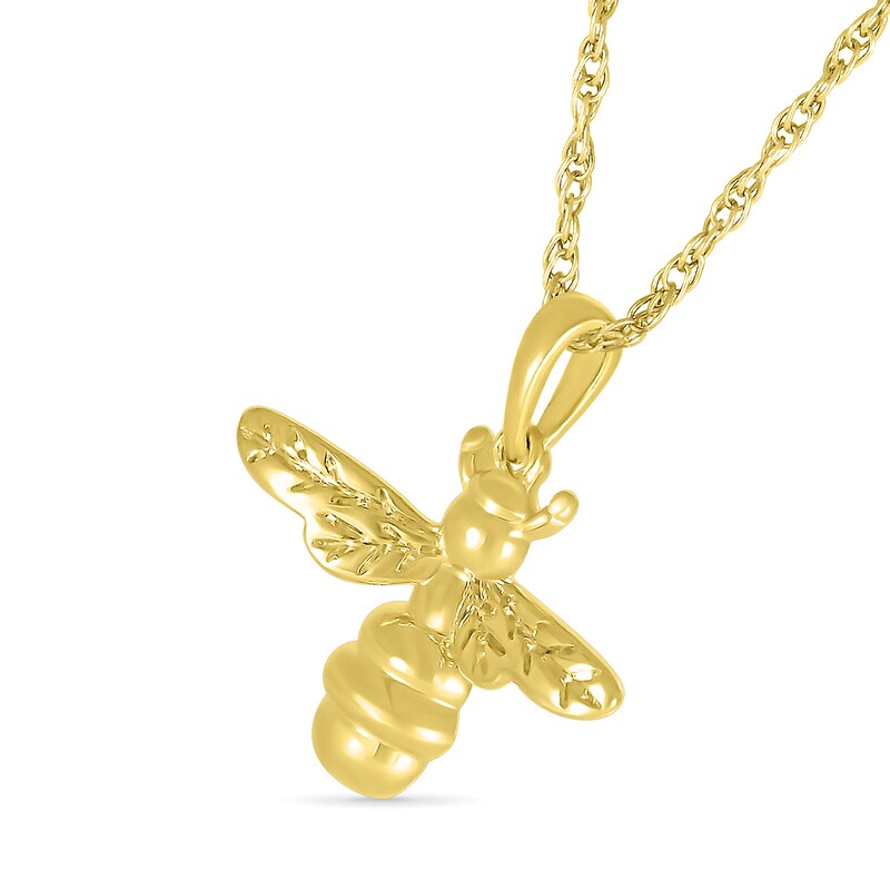 Main Image 2 of Etched Bumblebee Pendant in 10K Gold
