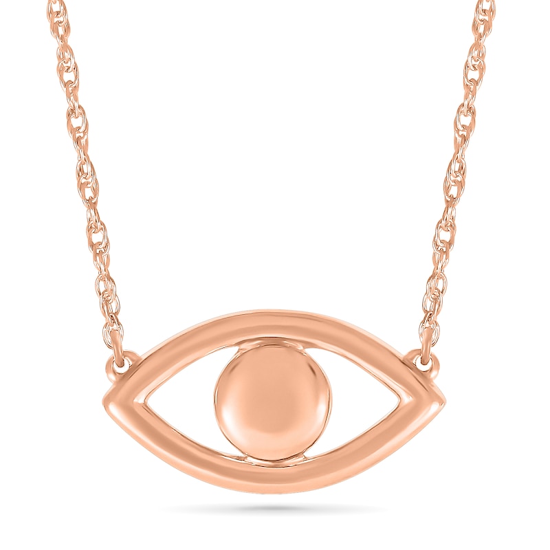 Main Image 1 of Evil Eye Necklace in 10K Rose Gold - 17.5"