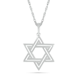 Star of David Outline Pendant in 10K White Gold