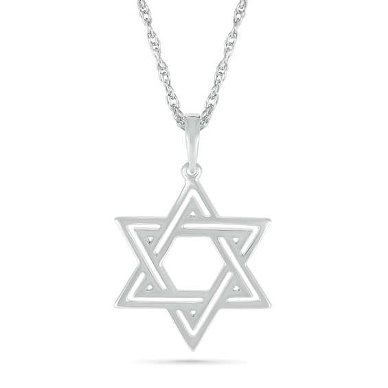 Star of David Outline Pendant in 10K White Gold