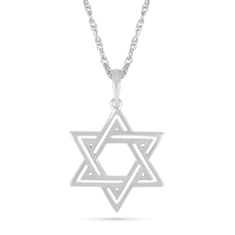 Star of David Outline Pendant in 10K White Gold|Peoples Jewellers