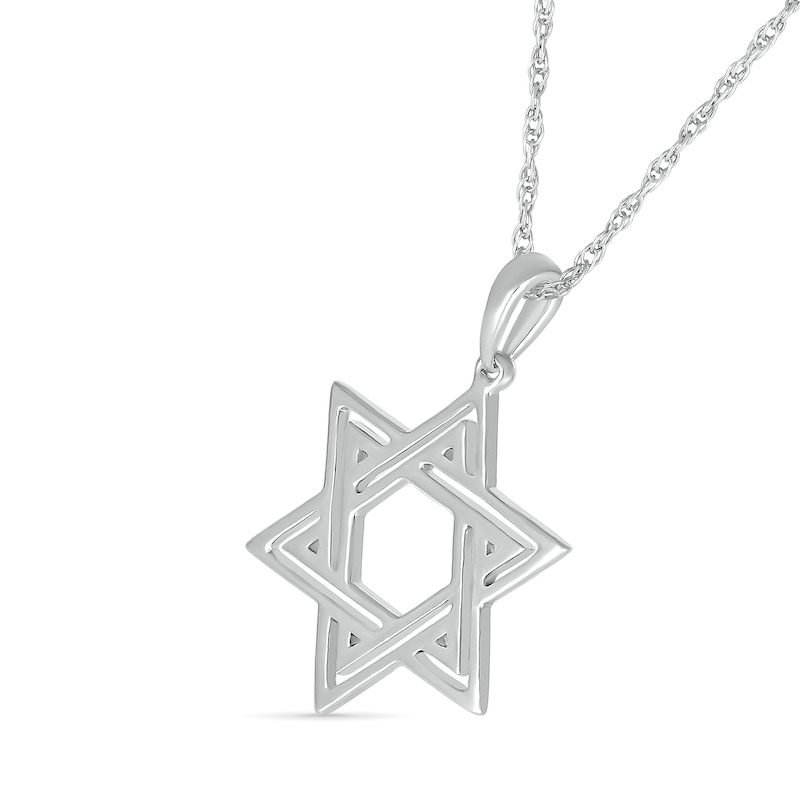 Main Image 2 of Star of David Outline Pendant in 10K White Gold