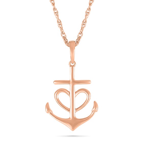 Heart Anchor Pendant in 10K Rose Gold