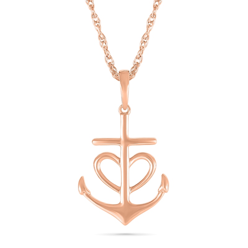 Heart Anchor Pendant in 10K Rose Gold|Peoples Jewellers