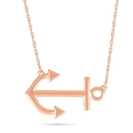 Sideways Anchor Necklace in 10K Rose Gold - 17.5"