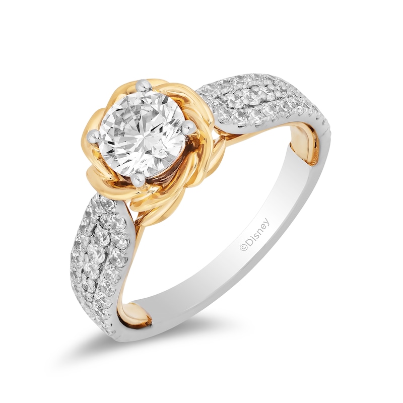 Enchanted Disney Belle 1.25 CT. T.W. Diamond Rose Frame Engagement Ring in 14K Two-Tone Gold