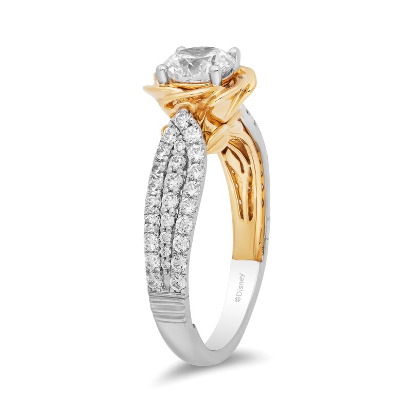 Main Image 2 of Enchanted Disney Belle 1.25 CT. T.W. Diamond Rose Frame Engagement Ring in 14K Two-Tone Gold