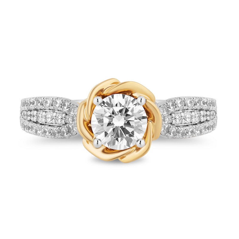 Main Image 4 of Enchanted Disney Belle 1.25 CT. T.W. Diamond Rose Frame Engagement Ring in 14K Two-Tone Gold