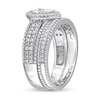 Thumbnail Image 2 of 0.33 CT. T.W. Diamond Pear-Shaped Frame Beaded Multi-Row Bridal Set in Sterling Silver